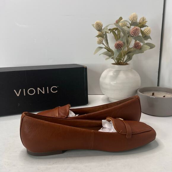 Vionic Hayes Skimmers Leather Loafer Flats Tan J0816L4201 Women's 8M NWB Comfort - Picture 8 of 11